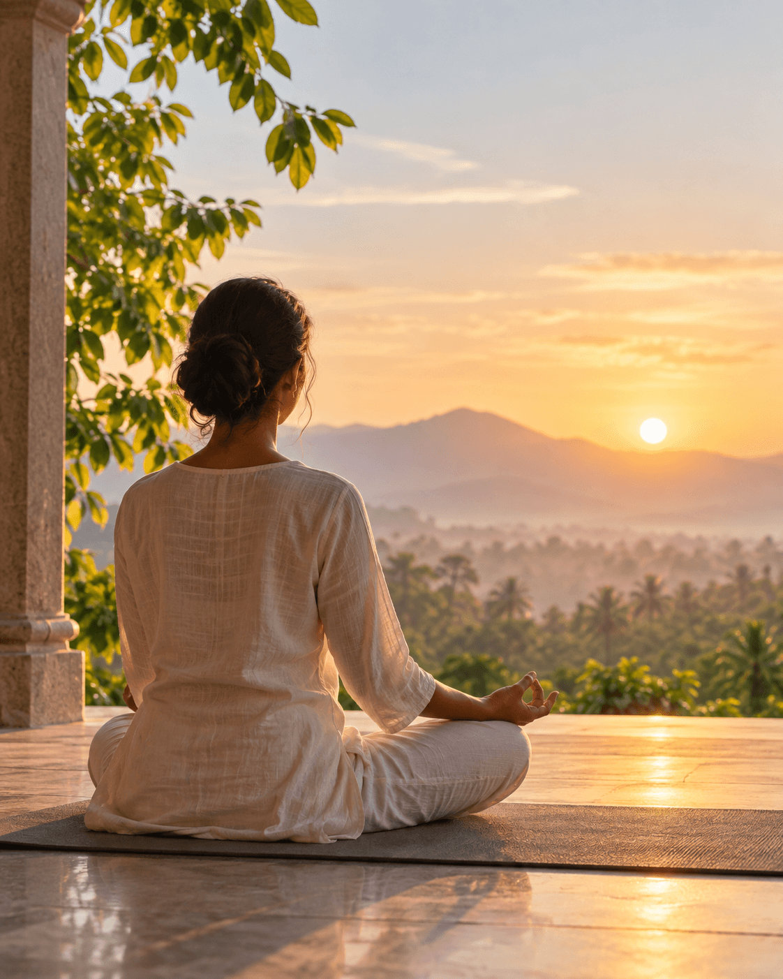 A seated yoga practice arranged as part of a personalised routine