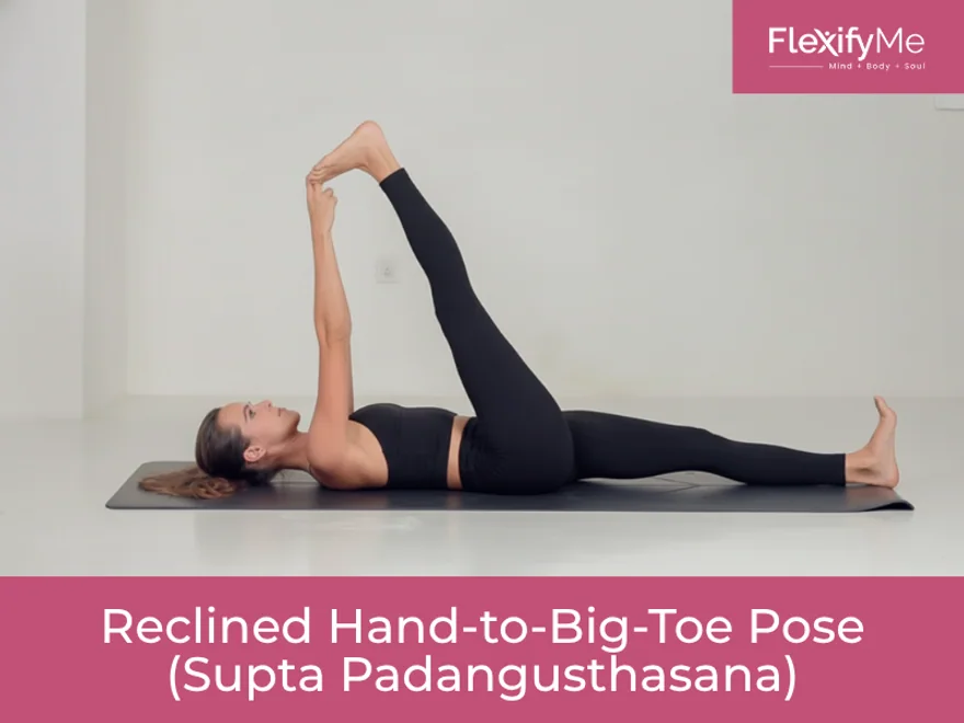 Reclining Hand-to-Big-Toe Pose (Supta Padangusthasana) — photograph